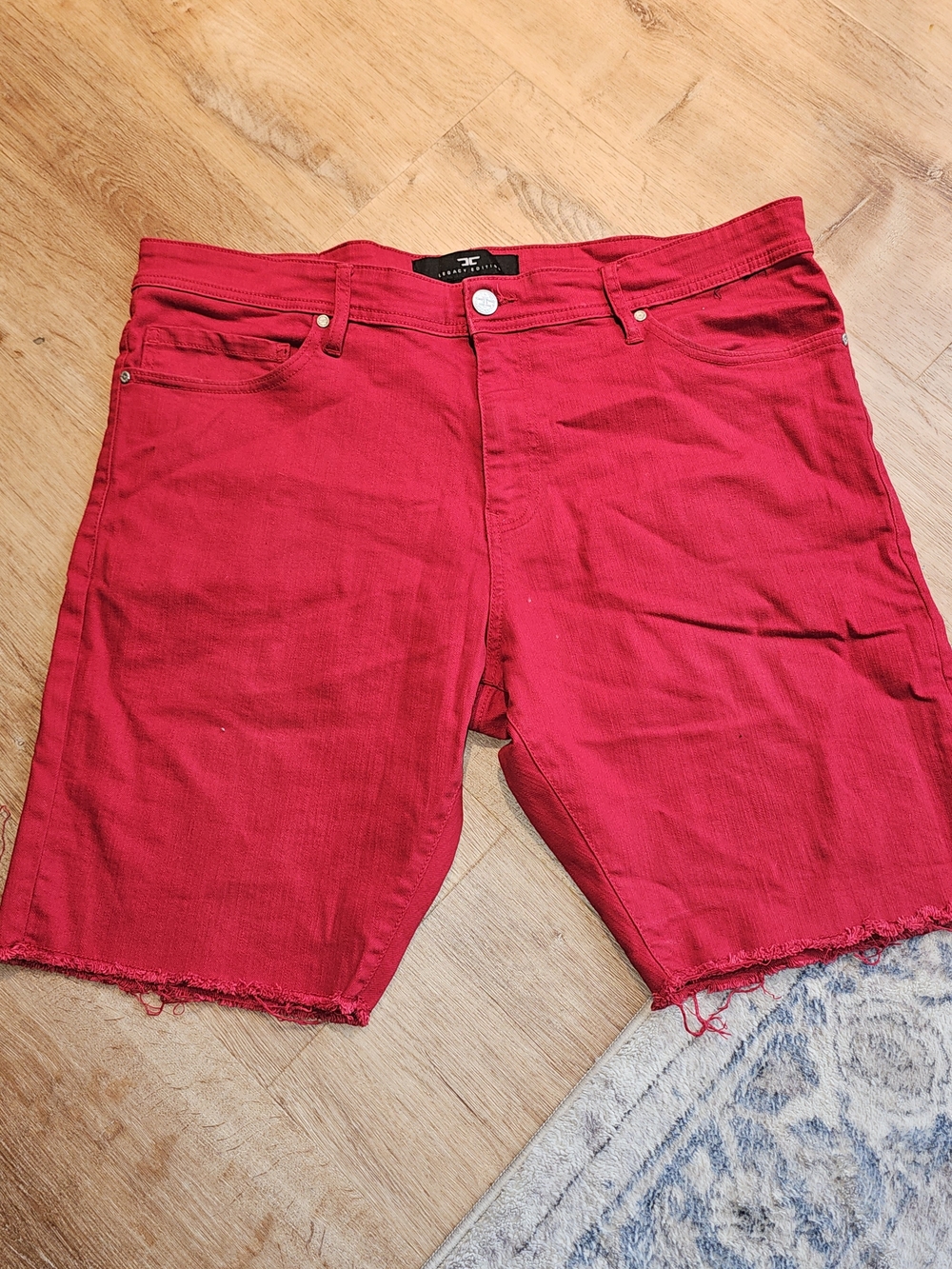 Jordan Craig Men's Red Denim Cutoff Shorts